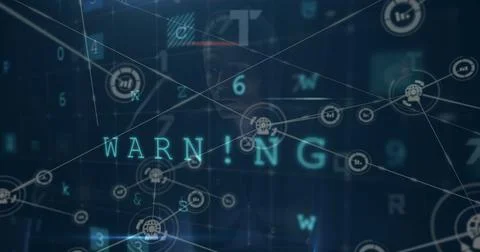 Image of digital interface and network of connections over hacker Stockfoto's