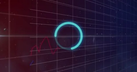 Image of digital interface circle data loading and financial data processing 스톡 일러스트