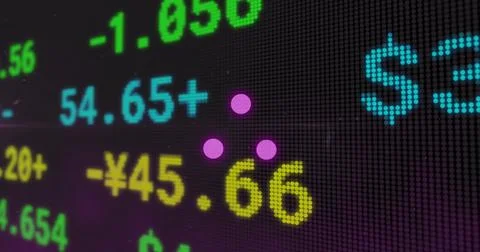Image of digital interface circles data loading and financial data processing Illustrazione stock