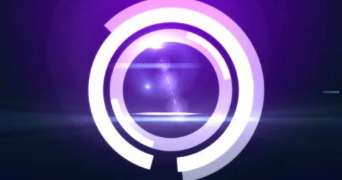 Image of digital interface circles flashing on purple background Illustrazione stock