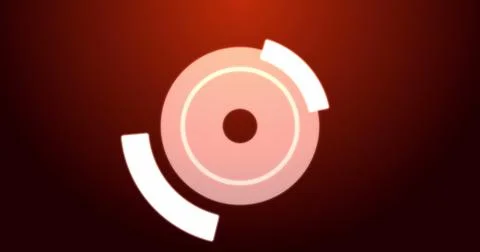 Image of digital interface circles flashing on red background 스톡 일러스트