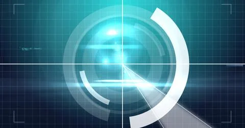 Image of digital interface circles flashing and data processing on green 스톡 일러스트