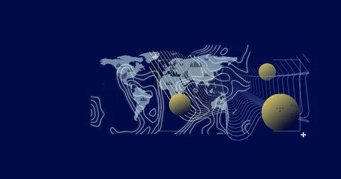 Image of digital interface with data processing over dark background Illustrazione stock