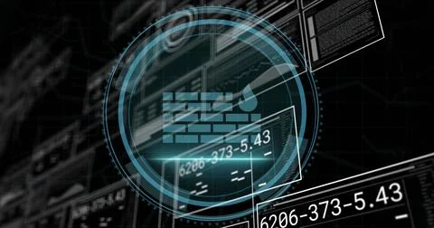 Image of digital interface with data processing over black background イラスト素材