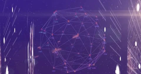 Image of digital interface data processing with globe of network of connections 스톡 일러스트