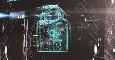 Image of digital interface data processing with messages and online security Stock Illustration