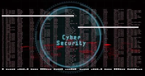 Image of digital interface with data processing over black background Foto stock