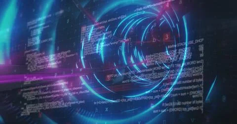 Image of digital interface data processing with network of connections in blue Foto stock