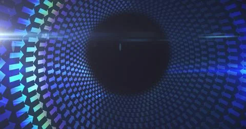 Image of digital interface with glowing arrows in circle イラスト素材