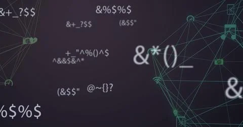 Image of digital interface with icons and data processing Stockillustratie