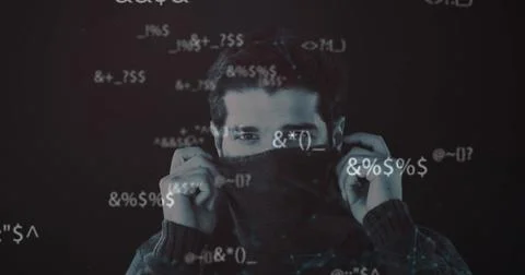 Image of digital interface with icons and data processing Stock Photos