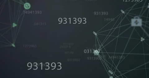 Image of digital interface with icons and data processing Stock Photos