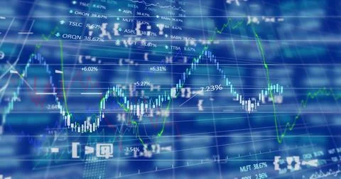 Image of digital interface with icons and data processing Stock Photos