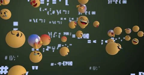 Image of digital interface with icons and data processing Foto stock