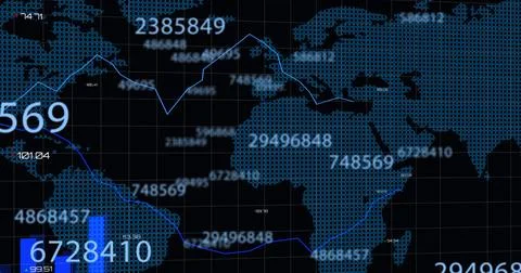 Image of digital interface with icons and data processing Foto stock