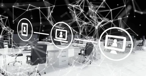 Image of digital interface with icons and data processing Stock Photos