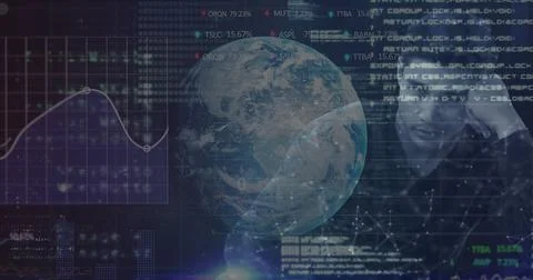 Image of digital interface with icons and data processing Foto stock