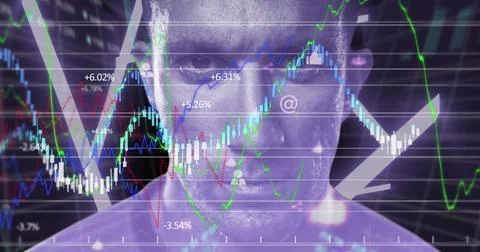 Image of digital interface with icons and data processing Stock Photos