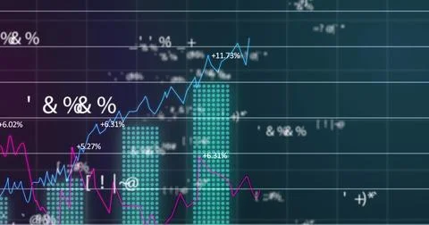 Image of digital interface with icons and data processing Stock Photos