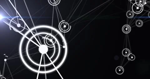 Image of digital interface with network of connections and circles Illustrazione stock