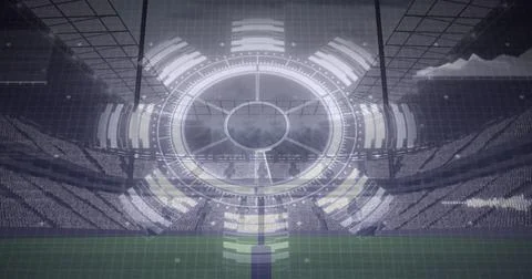 Image of digital interface over american football stadium 스톡 일러스트