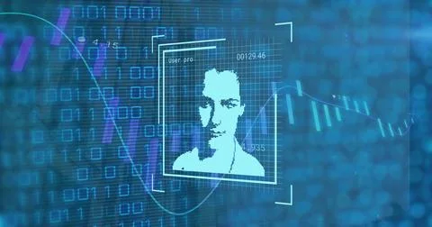 Image of digital interface over data processing 스톡 일러스트