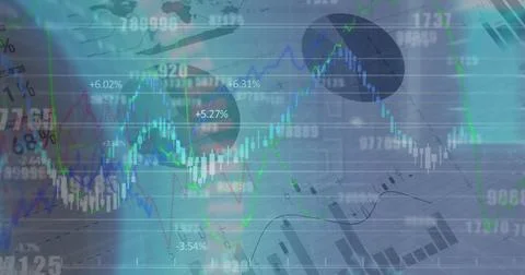 Image of digital interface over data processing Stock Photos