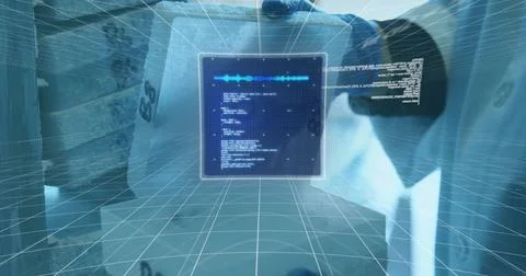 Image of digital interface over laboratory イラスト素材