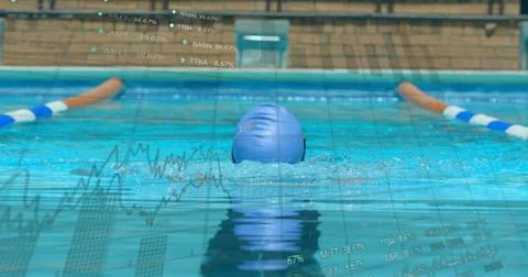 Image of digital interface with scopes scanning and data processing over man Stock Photos