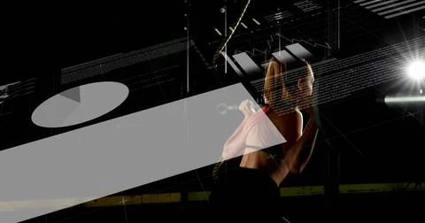 Image of digital interface with scopes scanning and data processing over woman Stock Photos