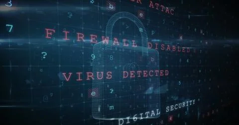 Image of digital interface with security padlock over dark background Stock Illustration