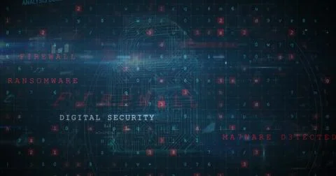Image of digital interface with security padlock over dark background イラスト素材