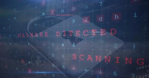 Image of digital interface with security padlock over dark background Stock Photos