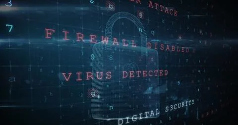 Image of digital interface with security padlock over dark background Foto stock
