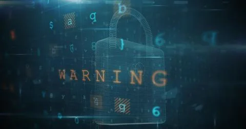 Image of digital interface with security padlock over dark background Stockfoto's