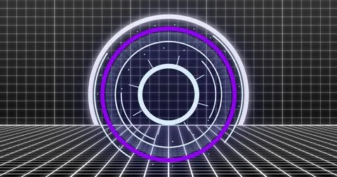 Image of digital interface showing circular scope scanning with white grid Stock Illustration