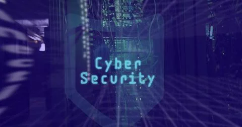 Image of digital network with cyber security text overlay, highlighting data 스톡 일러스트
