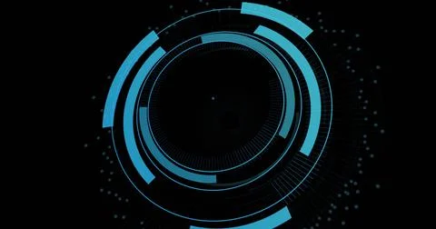 Image of digital padlock in processing circle on black background Stockfoto's