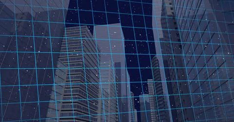 Image of digital screen over skyscrapers Ilustração Stock