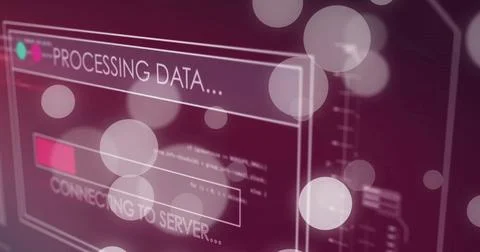 Image of digital text and data processing over computer servers Foto stock