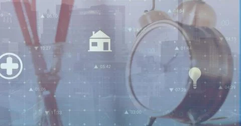 The image is a digitally generated illustration of data processing over a Stockfoto's