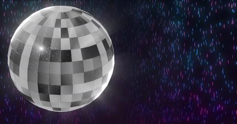 Image of disco ball over light spots on black background Stock Photos