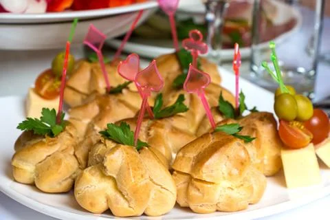 Image of dish with profiteroles Stock Photos