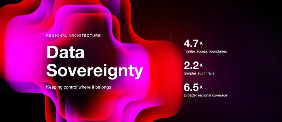 Image displays data sovereignty concept. Focuses on regional architecture, Stock Illustration