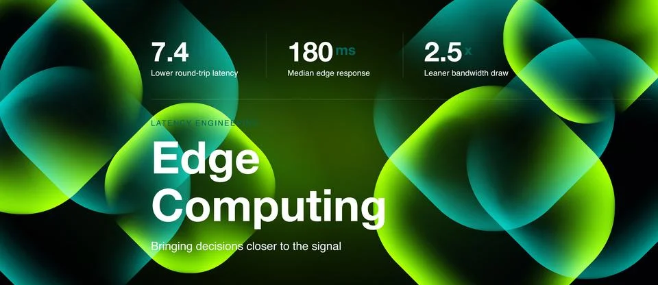 Image displays edge computing concept. Metrics highlight latency, response .. イラスト素材