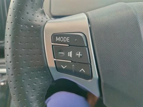 The image displays a multifunction steering wheel switch panel.These button.. Stock Photos