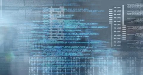 Image of diverse computer data over timelapse with businesspeople walking Stock Illustration