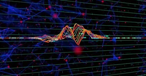 Image of diverse data and graphs on digital screen Stock Illustration