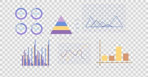 Image of diverse data, graphs and charts over transparent background Ilustração Stock