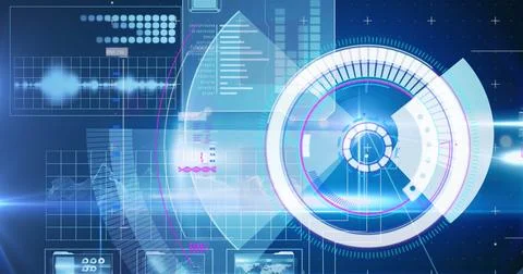 Image of diverse data processing on digital screen 스톡 일러스트